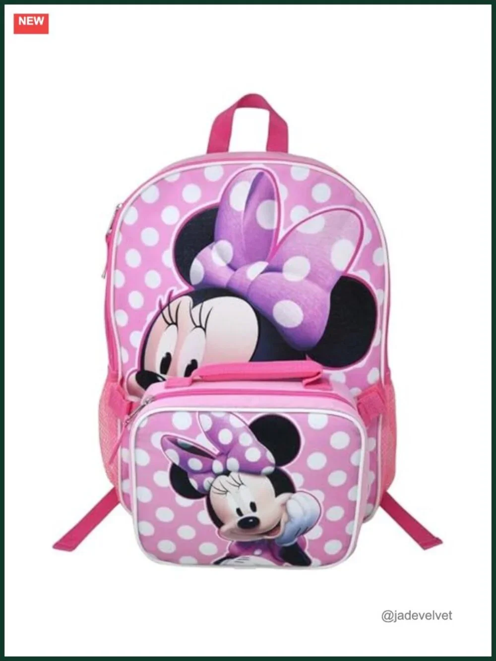 Minnie Mouse Kids Backpack & Lunch Bag Set - Lightweight Polyester School